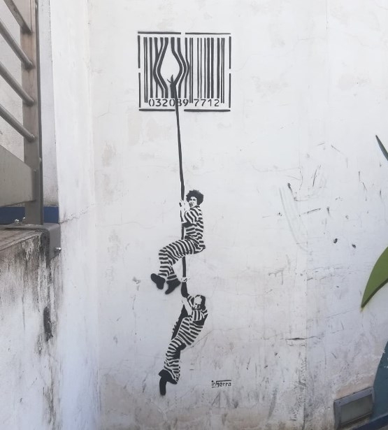 battipaglia inserra evasione codice a barre street art consumismo