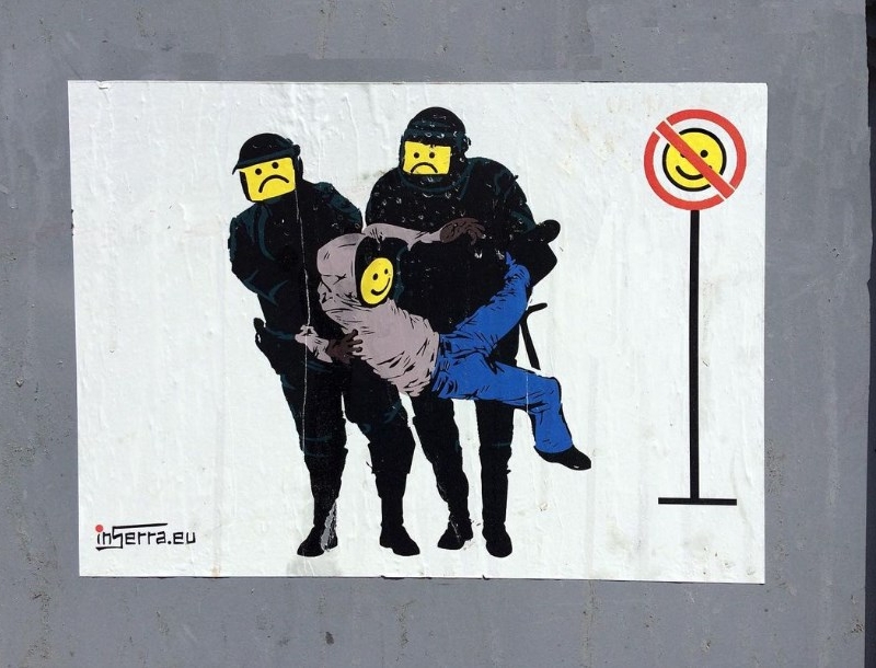 no smile inserra street art roma pigneto stickers adesivi